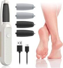 Removedor De Callos EléCtrico Para Pies, Lima Para Pies, 3 Velocidades, 4 Rodillos, Impermeable Ipx7, Exfoliante Para Piel Muerta, Herramienta Profesional De Pedicura Con Lima EléCtrica Para Pies - Blanco Dorado - Ver 5
