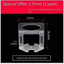 Sistema de nivelamento de azulejos com 100 peças/pacote, base branca, espaçadores nos tamanhos 1,5 cm, 2 cm e 2,5 cm, clipes de plástico vermelho de 7,5 cm, fabricados em novo material PP.