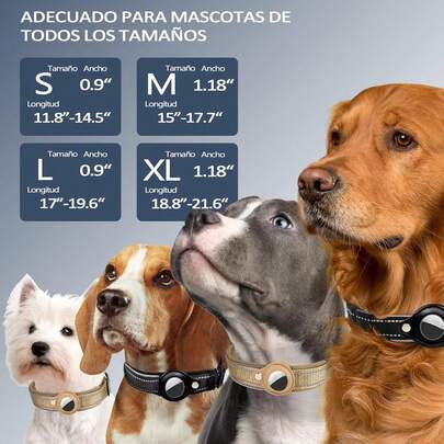 Collar Perro Airtag, Impermeable IP68, Collaráctico para Perro Cómodo y Acolchado, Ajustable, Funda AirTag (Caqui, S)