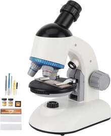 Fydun Microscope 40X-1200X Microscopio Infantil con Cabezal de 360 Rotación Educativo para Niños Principiantes Estudiantes (Blanco) - Blanco - Ver 1