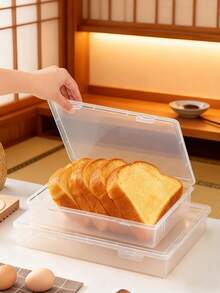 1个透明面包盒，带翻盖，防尘食品储存容器，适用于厨房、冰箱、面包房、零食店，大容量多尺寸食品收纳盒，家用、餐厅适用