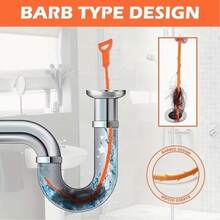 4pcs/1pc Multi-Function Drain Clogging Tool Hook Hair Catcher Sink And Pipe Cleaner For Basin, Toilet, Bathroom And Kitchen,Manual Drain Clog Remover, Designed As A Barbed Wire Snake, For Clearing Hair And Debris, No Electricity Needed, Suitable For Bathroom, Toilet, Sink, Bathtub, Drain Pipe - Multicolor - View 2