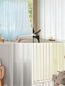 1pc Plain Single Panel Blackout Curtain, White Polyester Sheer Curtain For Household - White - View 3