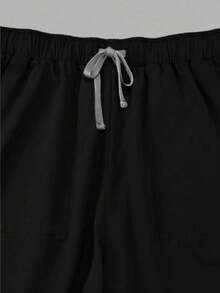 Men's Short Sleeve Top And Pants Set, Nurse/Doctor/Veterinary Uniform - Black - View 8
