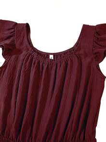 Womens Summer Loose Spaghetti Strap Short Jumpsuit Rompers - Burdeos - Ver 4