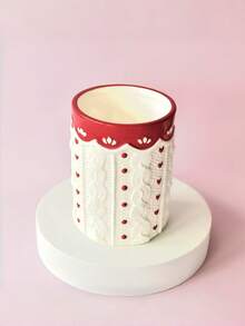 Ceramic Relief Utensil Holder, Kitchen Storage Canister, Moisture-Proof, Heat-Resistant, Layered Organizer, Visually Appealing, Easy To Clean, Cutlery Storage Jar, Chopstick Holder - Multicolor - View 4