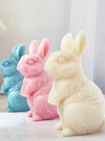 1pc Standing Rabbit Silicone Candle Mold DIY Rabbit Silicone Mold For Holiday Decoration Rabbit Figurine Silicone Mold