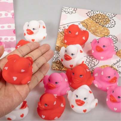 6 buc, Cadou de Ziua Îndrăgostiților - Rățuște de cauciuc de Ziua Îndrăgostiților, jucării inedite, cadou de Ziua Îndrăgostiților pentru școală și clasă, cadouri de schimb, cadouri pentru petrecerea de Ziua Îndrăgostiților