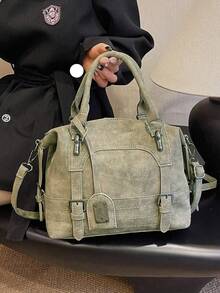 New Vintage Casual Women Handbag Boston Bag For Work Commute, With Shoulder Strap