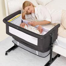 3-In-1 Baby Crib, Baby Bed,Baby Bassinet,Boasting Effortless Smooth-Gliding Wheels, Height-Adjustable Frame, Gentle Rocking Motion, Breathable Mesh Panels For Optimal Airflow,Bedside Bed For Babies,Essential Goodies For Growing Kids, Baby Need,Baby Stuff, Essential For New Mothers,Newborn Gift,Baby Christmas Gift - Màu xám đen - Xem 12