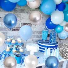 30Pcs 12 Inch Metallic Blue Balloons Pearl White Latex Balloons Confetti Balloons For Birthday Weddings Anniversary Party Decorations - 4 - View 3