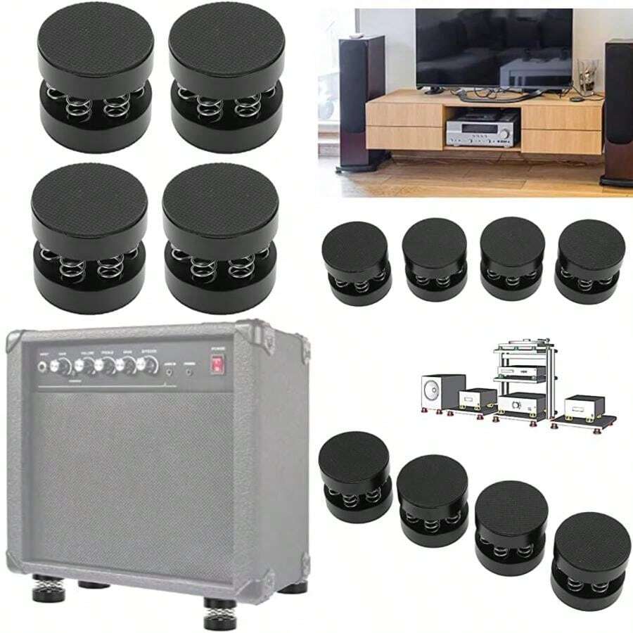 Soporte de Aislamiento de Puntas de Altavoces de Resorte de Aluminio, 4 Piezas Soporte de Almohadillas de Aislamiento de Audio de Puntas de Altavoces de Resorte, para Altavoces Reproductores de(default) - Multicolor - Ver 1