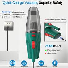 CascadeVac Aspiradora inalámbrica de succión potente de 2000mAh para uso en el hogar y el automóvil