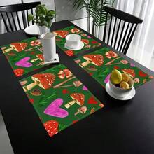 4pcs Print Placemats, Snail And Mushroom Love Watercolor Pattern In Dark Green, For Dining Table 12 X 18 Inch For Kitchen Decoration Holiday Decoryuuip564 - 4pcs - 查看 3