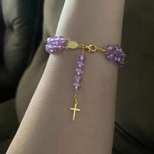 Double Rosary Bracelet Gold Plated - 紫丁香色 - 查看 2