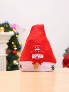 圣诞节卡通帽子节日聚会庆祝帽可爱带灯圣诞老人雪人驯鹿红色装饰帽家庭圣诞装饰 - 彩色 - 查看 8