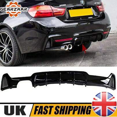 GEARZAAR Rear Bumper Lip Diffuser For BMW 4 Series F32 F33 F36 M Sport 13-21 Gloss Black