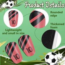 1双迷你大师黑粉色10号足球护腿板，成人夹式护腿器 - 加厚耐用迷你足球护腿板，适合所有季节