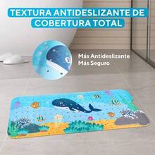 Tapete para Baño 100x40CM Alfombrilla de Baño Antideslizante Alfombrilla de Ducha de Dibujos Animados con Orificios de Desagüe y Ventosas Adecuado para Baños y Duchas Ballena - Ballena - Ver 3