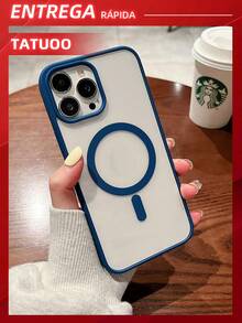 1 Piece Magnetic Wireless Charging Case, Clear Acrylic Hard Case, Compatible With IPhone 15pro Max/14/13/12/11 - Xanh đậm - Xem 1