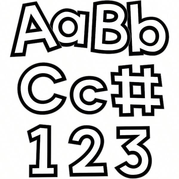 Carson Dellosa 219 Piece 4 Inch White And Black Bulletin Board Letters For Classroom Alphabet Letters Numbers Punctuation And Symbols White Letters With Black Trim Cut Out Letters For Bulletin Boards