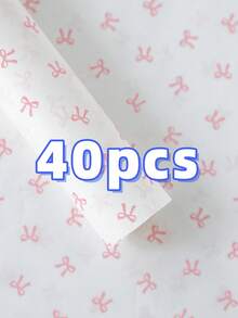 5/10/20pcs Pink Bow Pattern Gift Wrapping Paper, Suitable For Gift Decoration, Bouquet Packaging, Gift Box Lining, DIY And Various Occasions Like Valentine's Day, Thanksgiving, Mother's Day, Birthday, Wedding, Graduation, Party, Etc.