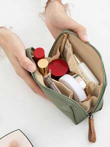 Portable Makeup Bag Large Capacity Double Zipper Cosmetic Organizer Pouch | For Bride & Mother With Custom Patterns & Letters,Cosmetic Storage, Toiletry Bag, Wedding Essentials| Wedding Gift For Bridesmaids, Mother Of The Bride, Valentines Day | Travel Toiletry Bag For Women | Multi-Compartment Design For Daily Use, Outdoor, Travel, Honeymoon | Ramadan Eid Gift, New Year Gift For Her, Birthday Present | Bridal Shower Gift, Gift For Women - Multicolor - View 2