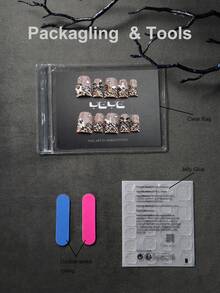 用10片装亚克力鸭子美甲片表达你的爱意！裸粉色为底色，浅黄色，欧式豹纹印花，3D立体蝴蝶装饰，蝴蝶结，水钻点缀，北欧风全覆盖亚克力美甲片套装，适合女孩和女士，内含1个迷你指甲锉和1张粘合贴片，美甲用品适合派对、婚礼和日常佩戴。 - 咖啡棕 - 查看 7