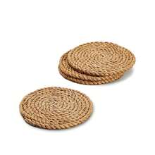 6-Piece Random Color Woven Sea Grass Coasters - Round Anti-Slip Heat-Resistant Pads For Kitchen, Tea Sets, Mugs & Dining, Handmade Rush Grass Insulation Mats - 杏色 - 查看 9