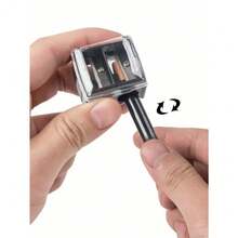 1pc Double Hole Eyeliner, Eyebrow Pencil And Makeup Pencil Sharpener, Mini Portable Multi-Function Pencil Sharpener, Professional Eyebrow Pencil PVC Sharpener Eyebrow Pencil/Portable Girl Makeup/Makeup Application Accessories - Black - View 10