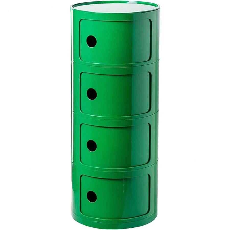 ColourTree 2 /3/4Tier Green Round Nightstand With Drawers,Small Bedside Table With Storage,Round Storage Cabinet With Sliding Door,Modern End Table Side Table - 彩色 - 查看 1