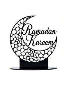 1pc Black Moon Acrylic Ornament, Moon-Shaped Decoration, E-I-D Party Decoration, Family Star And Moon Decoration, Kitchen Table Decoration, Party Gift. Modern Home Decor Wedding Table Decoration, Holder Stars And Moon Home Decoration Housewarming Gift, European Style Party Decoration, Ins Style Decorations For Home, Home Decor Room Decor, Suitable For Kitchen, Party, Restaurant - Multicolor - View 5