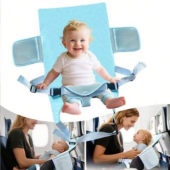 Flygplanssäng för småbarn 1-12 månader gammal bebis, bärbar småbarnssäng, resesaker för bebisar, bärbar flygplanssäng fotstöd för spädbarn med triangulära bälten, lämplig för flygplan