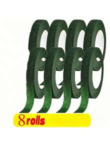 2/5/8/10卷装，590英寸深绿色和浅绿色自粘花艺胶带，无需胶水，适用于情人节花束包装装饰、礼品包装、剪贴簿制作 - 优雅绿色系列，适用于婚礼派对家居装饰 - 工艺装饰用品，持久耐用，DIY工艺材料，派对装饰，表面光滑，活动策划 - 均碼 - 查看 15