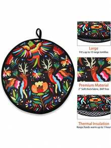 玉米饼保温袋 12 英寸隔热且可微波加热的织物玉米饼保鲜袋可为玉米粉玉米饼披萨面包保温长达一小时， - 彩色 - 查看 2