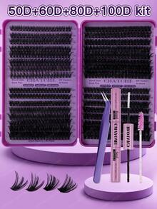 640片假睫毛套装，含睫毛工具，大容量可重复使用条状假睫毛，长度10-16毫米，D-100D可选，蓬松自然纤长，适合新手日常佩戴，是派对、周年纪念日和圣诞节的理想礼物。 - 紫色 - 查看 9