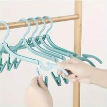 Gantungan Baju Lipat untuk Perjalanan dengan Tas Penyimpanan, 6 Gantungan dan 12 Kait, Rak Jemuran Portabel untuk Perjalanan Bisnis, Asrama, Rumah, dan Penggunaan di Luar Ruangan - Baby Blue - View 6