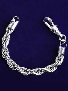 DUBSS 1 pieza Pulsera de cuerda de acero inoxidable de 10 mm con acabado chapado para hombres, joyería de estilo hip hop - Pulsera - Ver 10