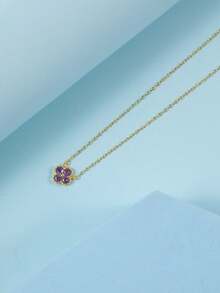 1pc Fashionable & Elegant S925 Sterling Silver Cubic Zirconia Four Leaf Clover Necklace, Suitable For Banquet, Party, New Year, Jewelry Gift