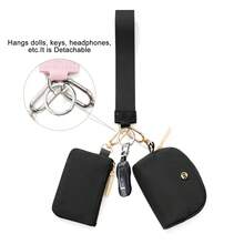 Women's Wrist Lanyard Keychain With Detachable Mini Wallet & Card Holder Pouches, Ideal Christmas Stocking Stuffer Gift For Travel, Everyday Carry, Keys, Cards And Small Essentials - Vàng đen - Xem 6