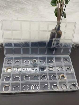 2 件 32 槽/24 槽/12 槽透明塑料首饰收纳盒 - 多功能，现代扣式设计，无需电源，适用于家庭和旅行耳环、戒指、配饰、首饰收纳盒、透明塑料首饰袋、旅行首饰收纳盒、小巧耐用、结构坚固、配件收纳盒