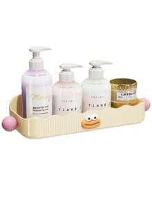 1个壁挂式浴室收纳盒，免钻孔，浴室整理架，可放置梳子、洗面奶、沐浴露等，带排水孔