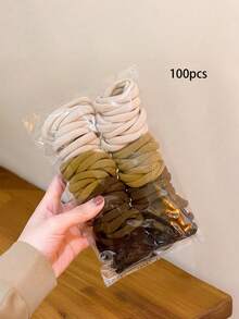 513件/套巧克力色毛绒发饰套装，包含大号方形塑料发圈、发圈、无缝发夹和发绳 - 适合女孩和女士，复古简约风格 - 适合四季日常搭配 - 2025新款时尚头饰、爪夹、发型套装、冬季配饰、发带 - 彩色 - 查看 17