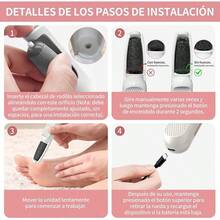 Removedor De Callos EléCtrico Para Pies, Lima Para Pies, 3 Velocidades, 4 Rodillos, Impermeable Ipx7, Exfoliante Para Piel Muerta, Herramienta Profesional De Pedicura Con Lima EléCtrica Para Pies - Blanco Dorado - Ver 11