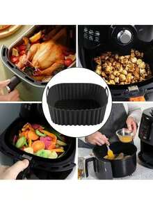 Reusable Non-Stick Air Fryer Liner,Household High Temperature Resistant Silicone Steam Pan Pan Mat Baking Cake Special Mold,Microwave Oven Baking Pan. Kitchen Accessories,Holiday Party Potluck Kitchen Christmas Supplies,1/2PCS Square Silicone Air Fryer Basket Baking Pan - Multicolor - View 6