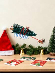 Autocollant de Noël pour chien et fenêtre, décoration de décalcomanie festive, avec un design de chien tirant un traîneau avec un arbre de Noël. Un autocollant de décoration de Noël unique pour le verre, le mur et la décoration de la pièce pendant la saison des fêtes. Autocollants de Noël, cadeaux de Noël, autocollants de Noël pour fenêtre, autocollants de Noël pour cadeaux, autocollants de Noël pour fenêtre