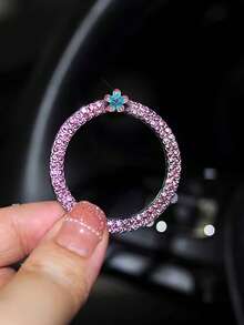 1pc Car One Click Start Decoration Circle Double Row Crystal Bowknot Fire Ring Ignition Switch Button Decoration - one-size - View 27