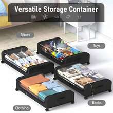 1 Stück Aufbewahrungsorganizer unter dem Bett, Metallbehälter mit Rädern und Deckel für Unterbettaufbewahrung, transparenter Sichtschutz, Unterbettaufbewahrungsschubladen, platzsparende Aufbewahrungstaschen für Kleidung, Bettwäsche, Schuhe, Decken, Spielzeug, Körbe, Behälter und Container - Verschiedenfarbig - Übersicht 11