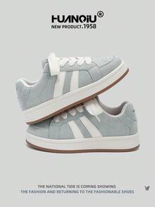 HUANQIU 2025 New Women's Shoes, Women's Sports Shoes, Fashionable White Shoes, Multifunctional, Lightweight, Comfortable, Lace Up Soft Soled Casual Shoes, Running Shoes, Gray Four Season Shoes - Grey - View 2