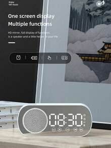 AKKHOO 4,57*2,01*1,3 tum trådlös Bluetooth-högtalare, multifunktionell högvolym bas subwoofer klocka, mini AI smart väckarklocka högtalare